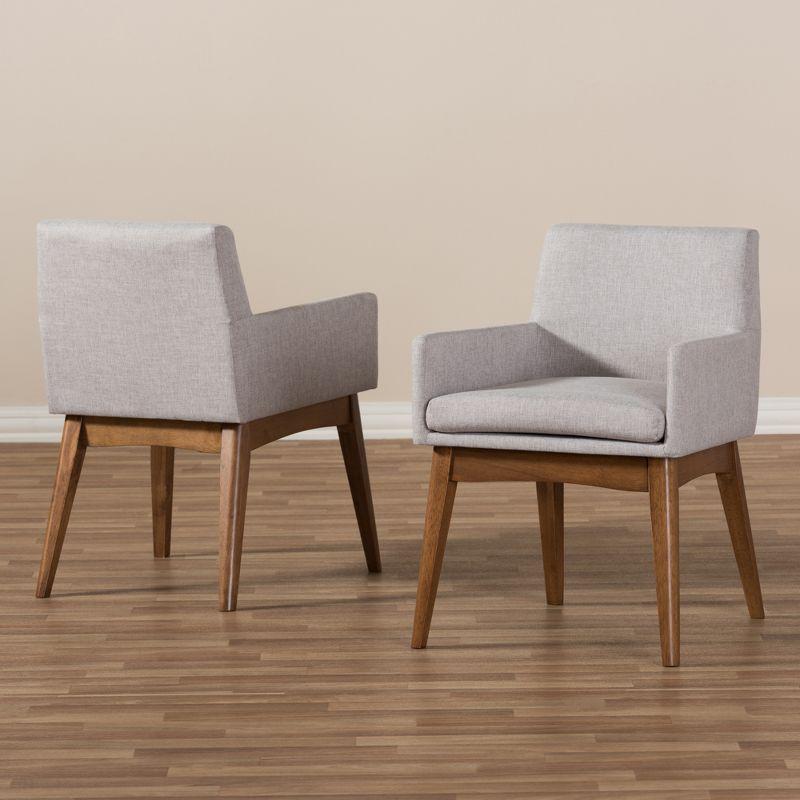 Set of 2 Nexus Mid Century Modern Walnut Dining Armchair with Cushion - Baxton Studio