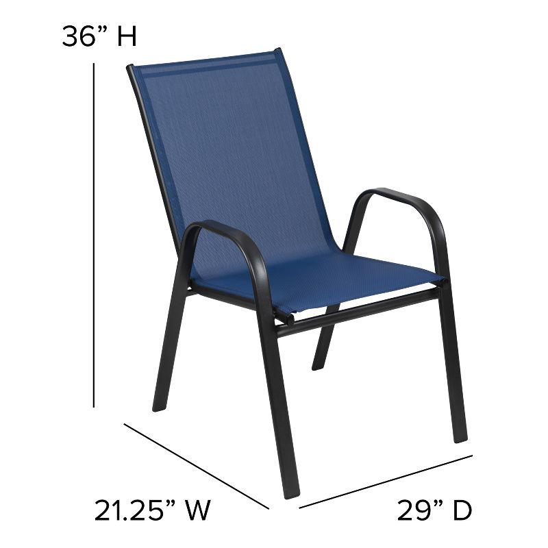 Flash Furniture 4 Pack Brazos Series Navy Outdoor Stack Chair with Flex Comfort Material and Metal Frame