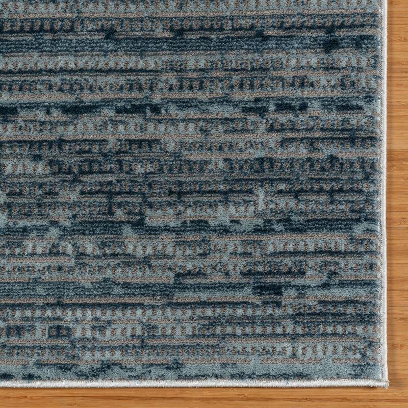 Missha Dario Modern Striped Blue Gray Polyester High-Low Indoor Area Rug