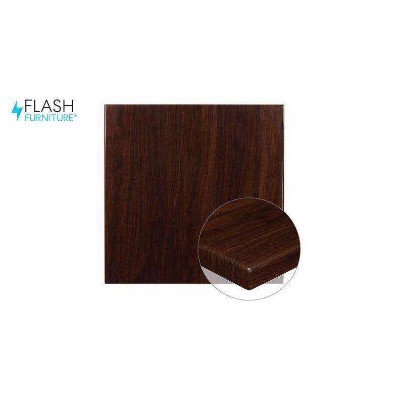 Glenbrook 36'' Square High-Gloss Walnut Resin Dining Table Top