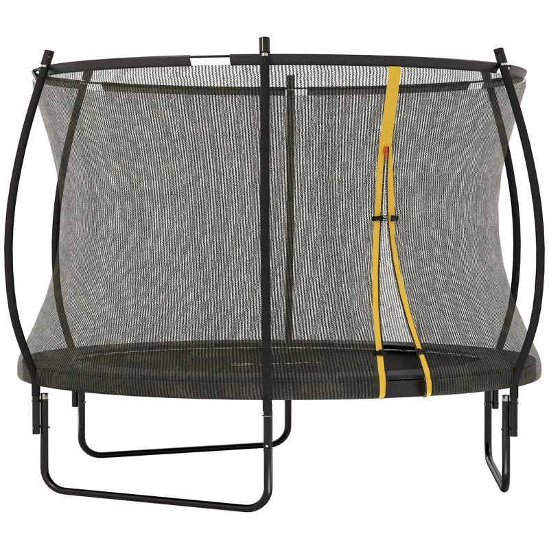 Soozier 8ft Trampoline Outdoor, Recreational Trampoline with Net Enclosure, Curved Poles and Safety Spring Cover,Black
