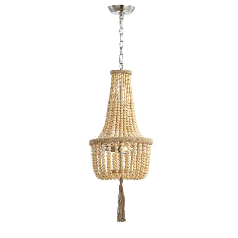 Wynne 2 Light 12 Inch Pendant - Brown Wooden Finish/Brush Nickel - Safavieh.