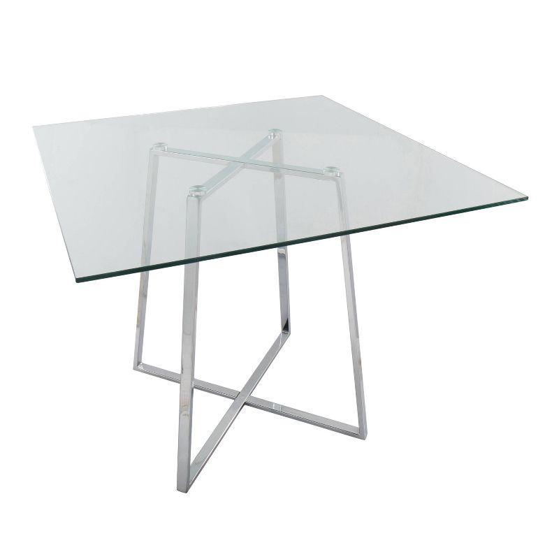 36" Cosmo Square Dining Table Chrome/Clear Glass - LumiSource: Modern Pedestal, Seats 4