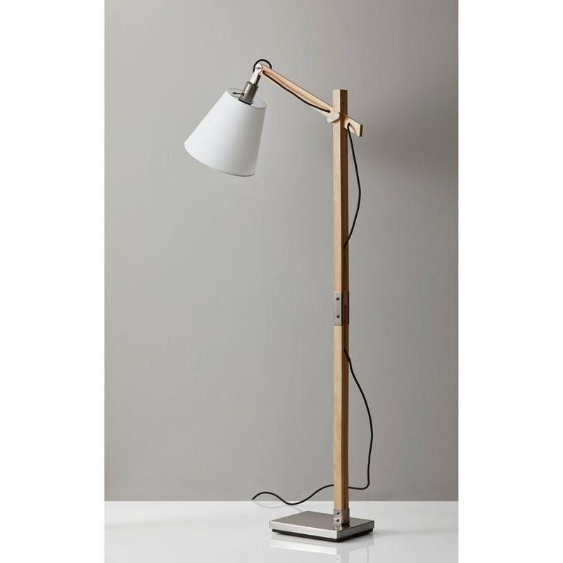 53" x 61" 3-way Walden Floor Lamp Camel - Adesso: Adjustable Wooden Arm, Industrial Style, ETL Listed