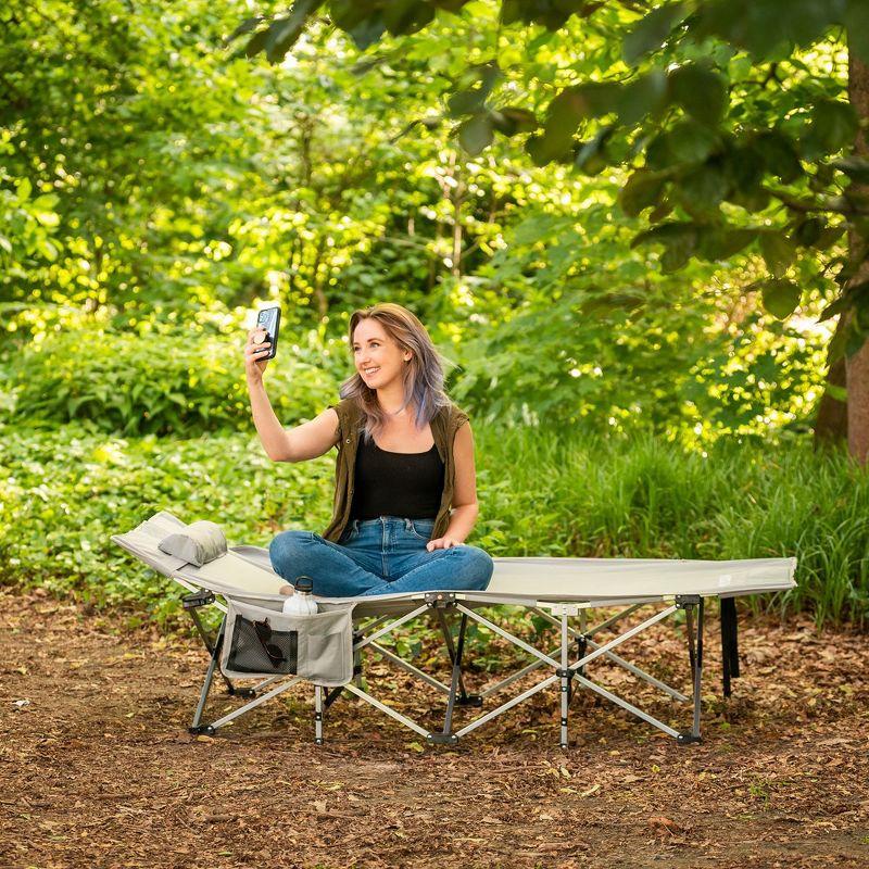 Alpcour XL Camping Cot - Compact Folding Bed for Adults & Kids with Pillow - 500 Lbs Capacity