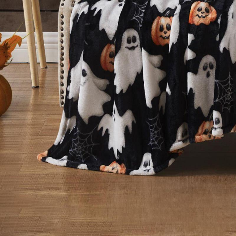 RT Designer's Collection Halloween Pumpkin Ghost Printed Flannel Throw Blanket 50" x 70" Multicolor