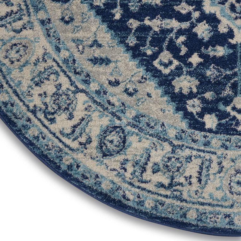 Nourison Tranquil Persian Indoor Rug Ivory Navy 5'3" x Round