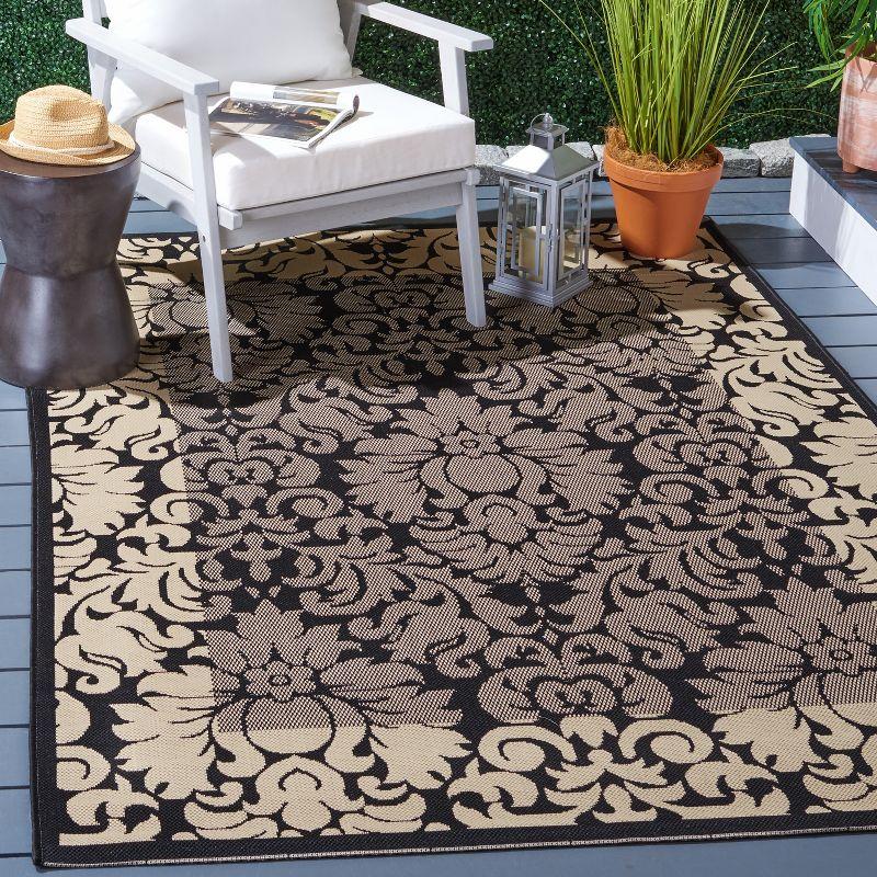 Black and Sand Reversible Synthetic Rectangular Area Rug