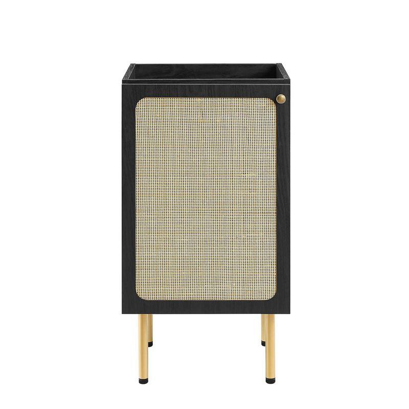 Chaucer Black and Gold Rattan Bathroom Vanity with Ceramic Basin