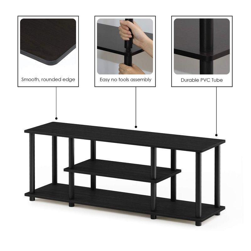 Furinno No Tools 3-Tier TV Stands for TV's up to 50" Entertainment Media Center Walnut/Black