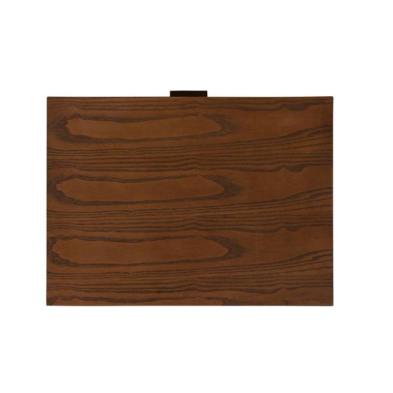 Reid Mid-Century Modern Wood 1 Drawer Nightstand Walnut - Linon: Bedside Table with Shelf & Storage