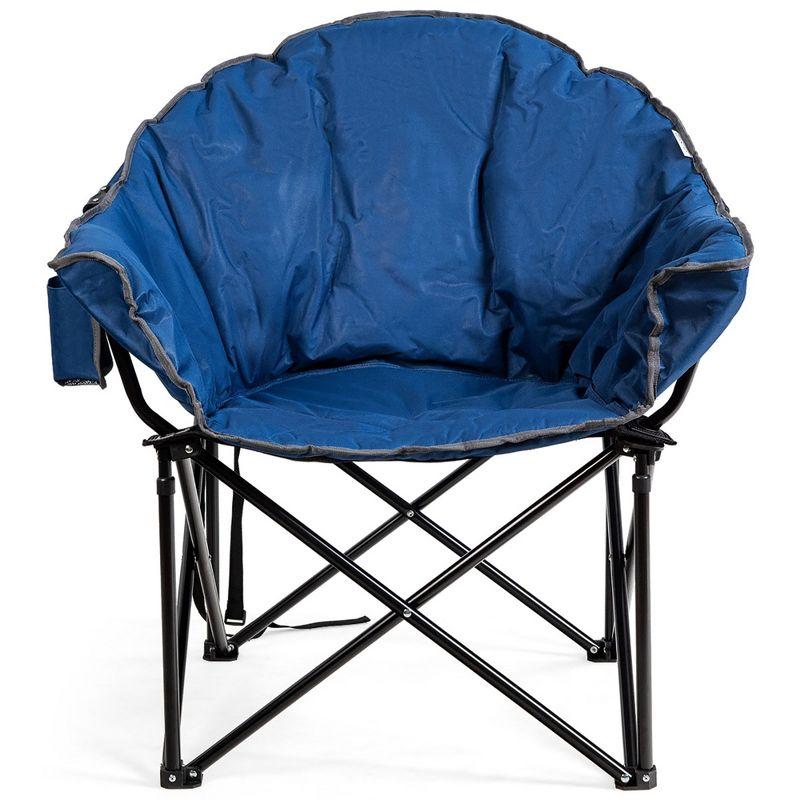 Navy Padded Folding Camping Moon Chair with Steel Frame