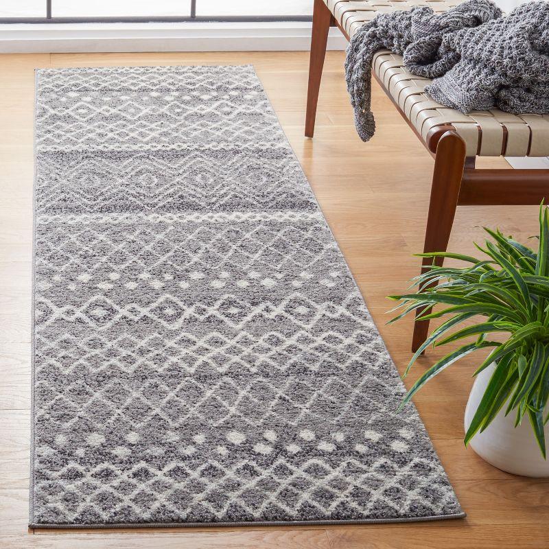 Charcoal Ivory Synthetic Easy Care Runner Rug 2'3" x 6'