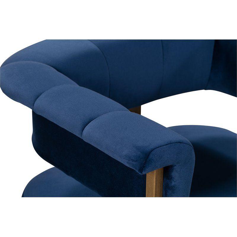 TOV Furniture Astrid 19.3" Transitional Velvet Dining Chair in Navy