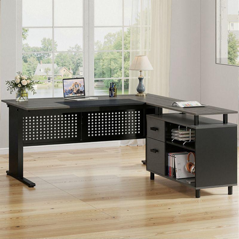 Ottovile 63'' W Executive Desk with File Cabinet for Home Office
