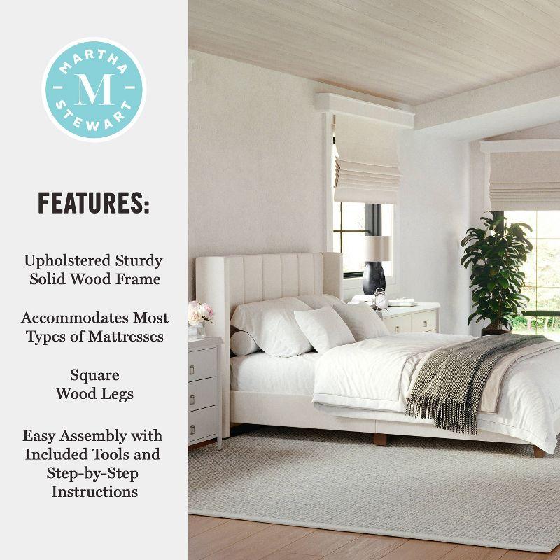 Martha Stewart Martha Stewart Kay Upholstered Platform Bed With Channel Stitched Wingback Headboard
