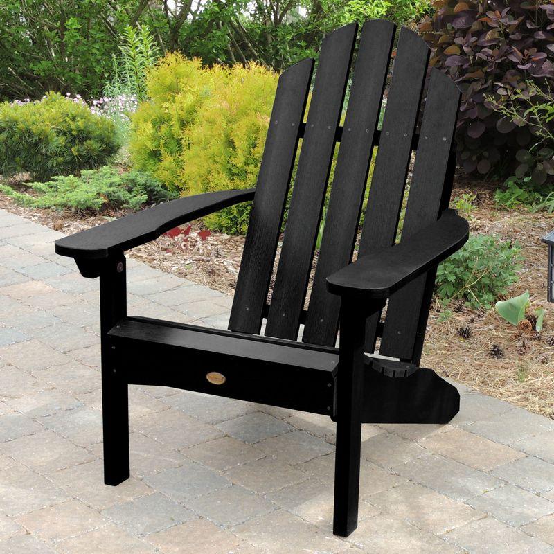 Classic Black Synthetic Wood Adirondack Chair with Arms