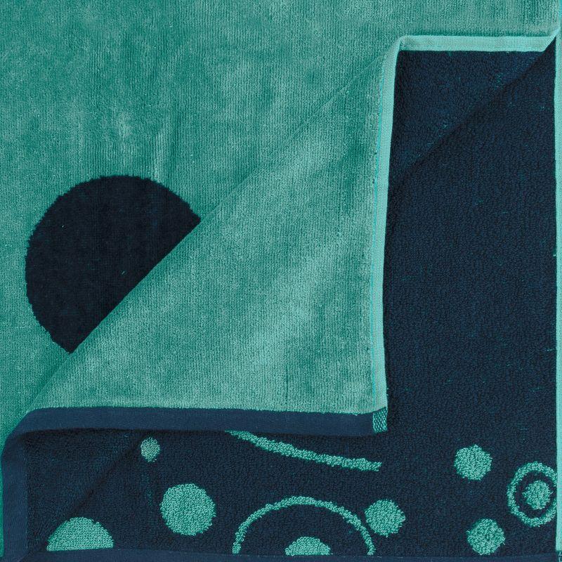 Mystic Dolphin Cotton Oversized Reversible Beach Towel Set of 2, Teal - Blue Nile Mills