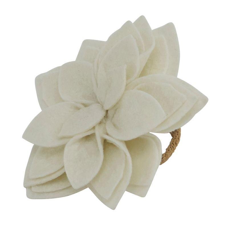 Flower: 100% Felt - Ring: 100% Jute Napkin Ring (Set of 4)