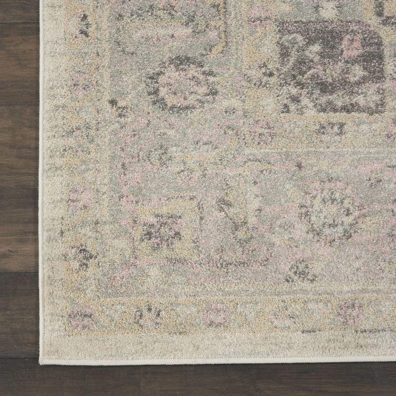 Elegant Ivory & Pink Distressed Kashan 8' x 10' Area Rug