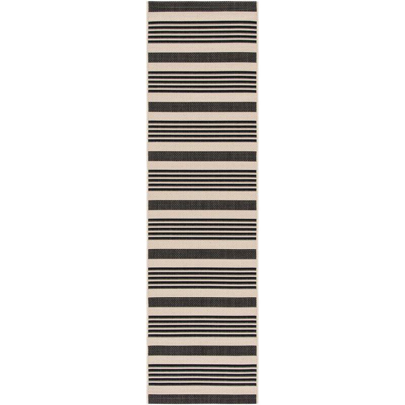 Courtyard CY6062 Power Loomed Indoor/Outdoor Runner Rug - Black/Bone - 2'3"x12' - Safavieh.