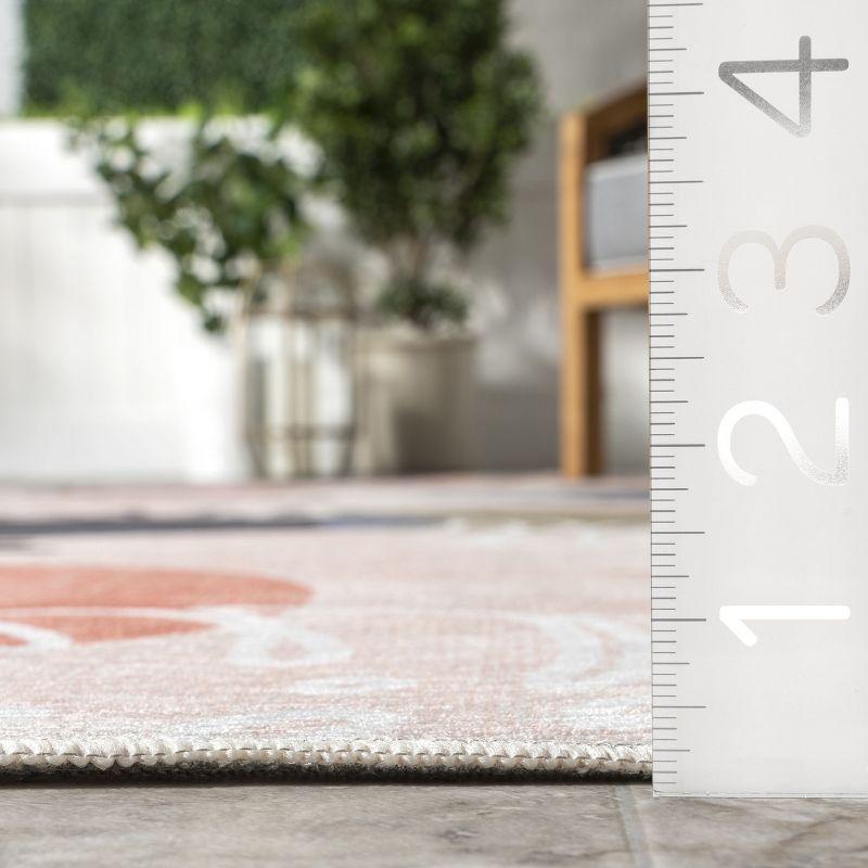 Nuloom Inell Graphic 5x8 Machine Washable Indoor/Outdoor Area Rug for Living Room Patio Deck Front Porch Kitchen, Multicolor/Beige