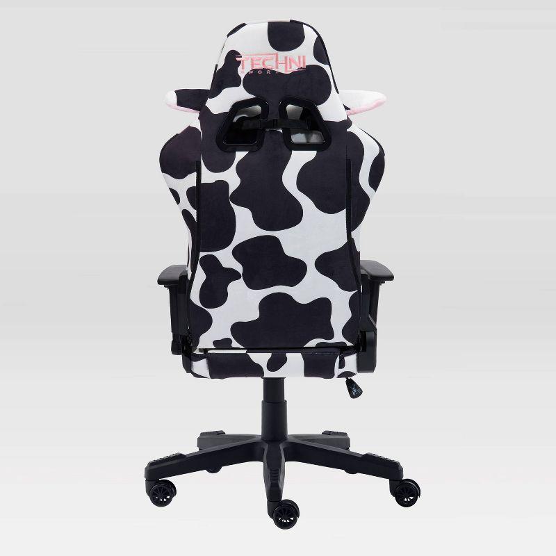 Ts85 Cow Print Luxx Series Gaming Chair Cow - Techni Sport: Velvet Upholstery, Memory Foam, Adjustable