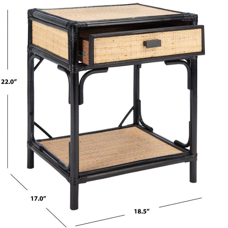 Roya 1 Drawer 1 Shelf Nightstand - NST4005 - Black/Natural - Safavieh