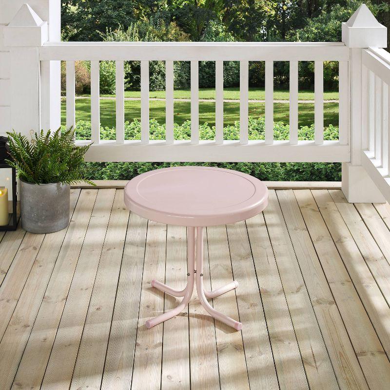 Pastel Pink Retro Steel Outdoor Side Table