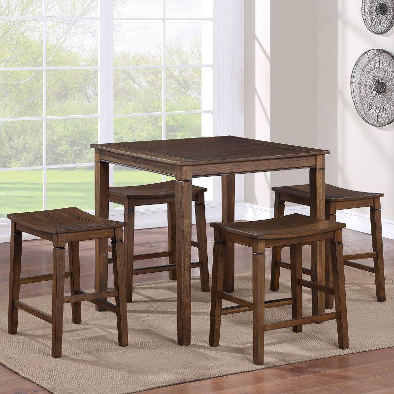 Westlake Brown Wood 5-Piece Counter Height Dining Set