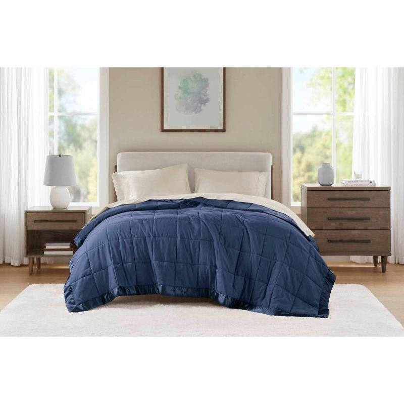 Lightweight Down Alternative Blanket with Satin Trim
