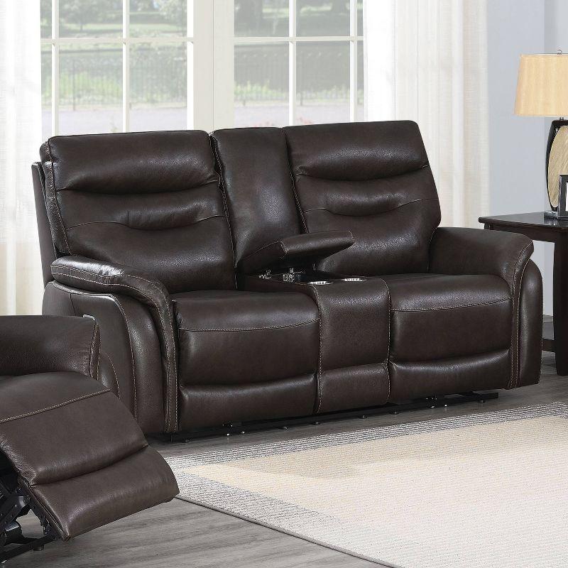 Fortuna Power Recliner Console Loveseat - Steve Silver Co. : USB Port, Center Storage