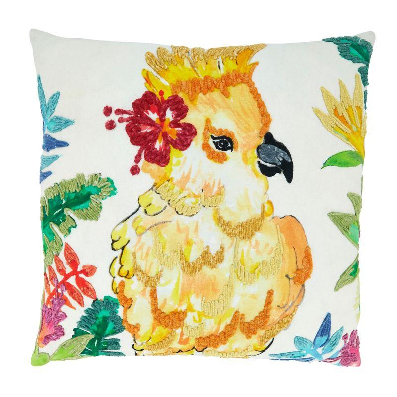 Colorful Parakeet Cotton Decorative Pillow Cover