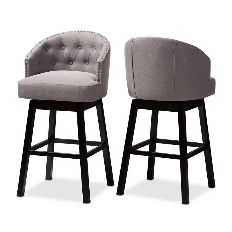 Set of 2 Theron Swivel Barstools Gray - Baxton Studio