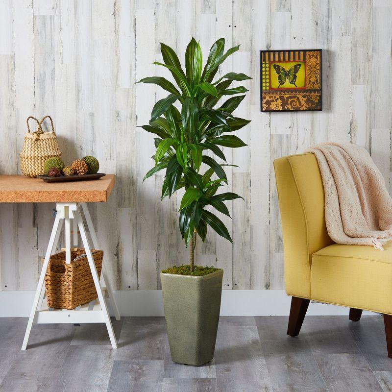 Nearly Natural 4.5-ft Dracaena Artificial Plant in Green Planter (Real Touch)