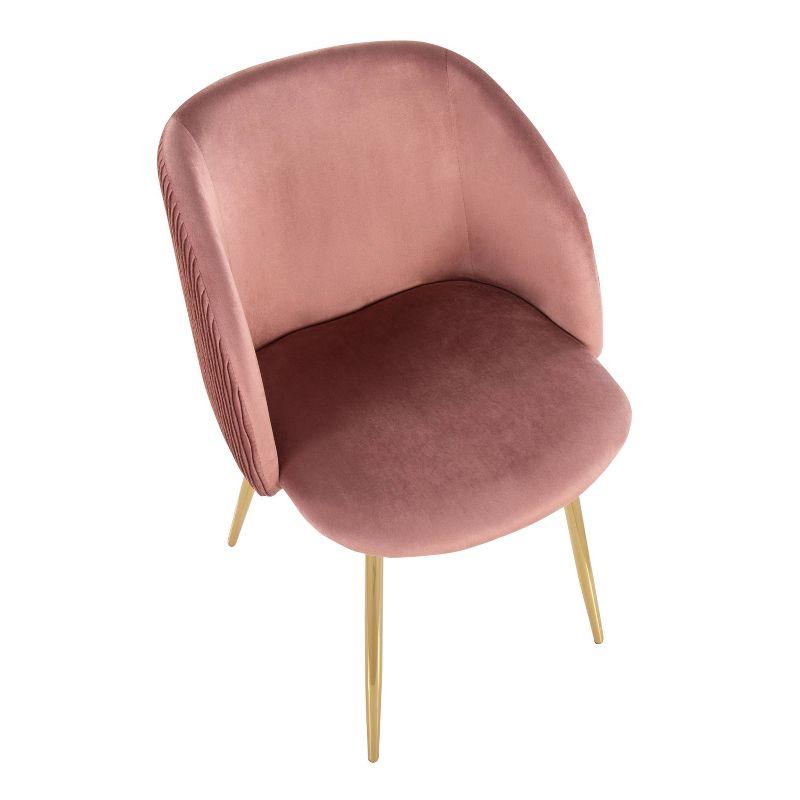 Fran Pleated Velvet Waves Upholstered Dining Chair Set - Pink