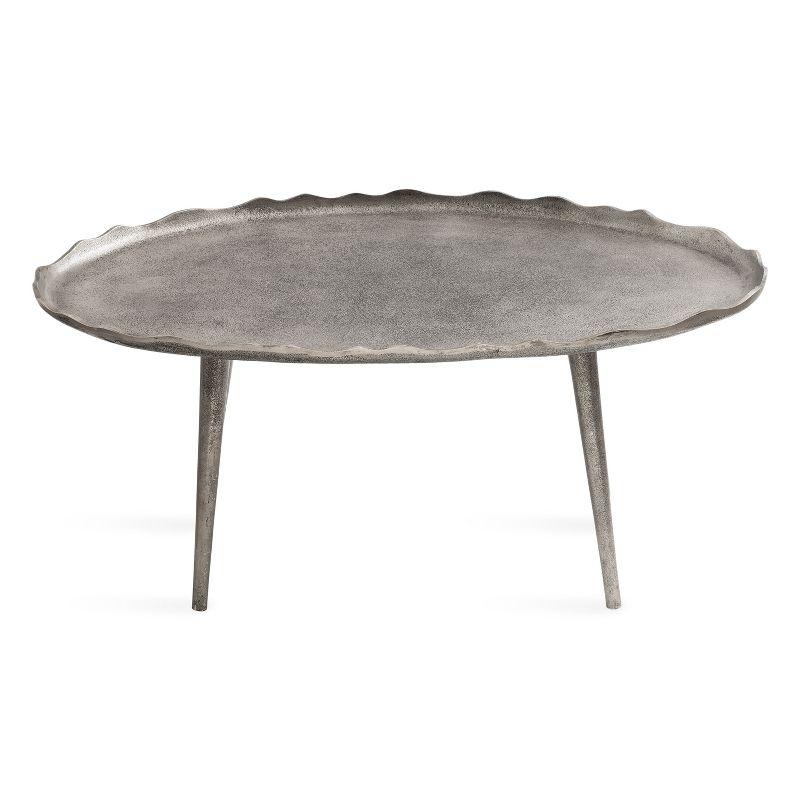 Alessia Artisanal Silver Aluminum Oval Coffee Table
