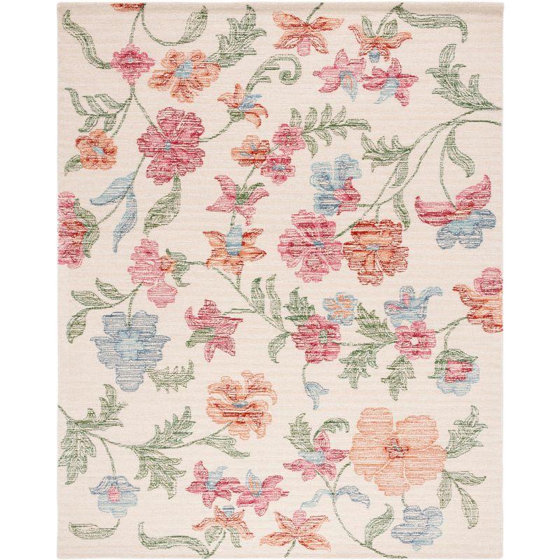 Ivory Floral Hand-Tufted Wool 8' x 10' Area Rug