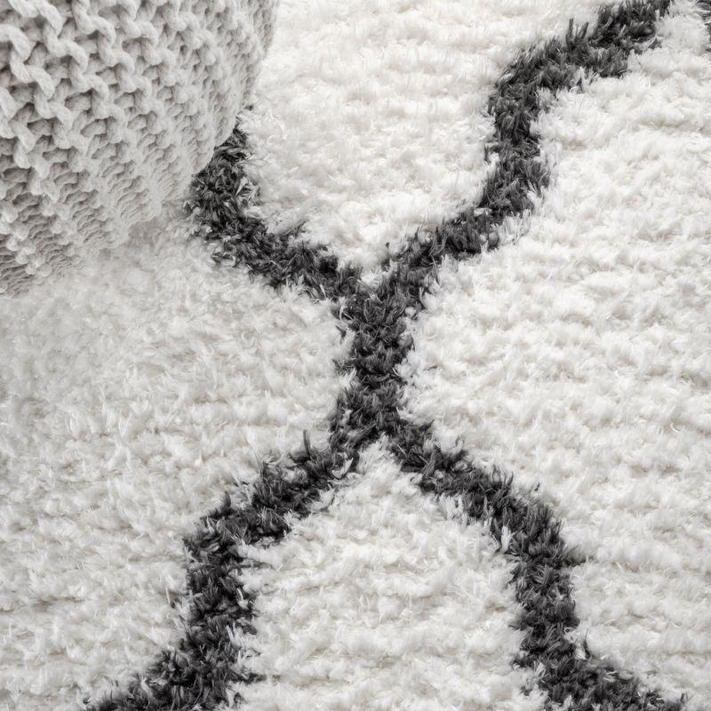 3'x5' Marrakesh Shag Trellis Area Rug, Ivory/Charcoal - JONATHAN Y