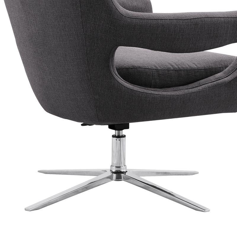 Armen Living Quinn Contemporary Adjustable Swivel Accent Chair: Wing Back, Steel Legs