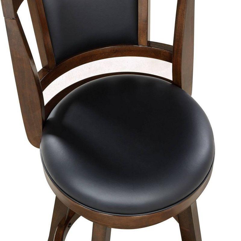 Cappuccino Brown Leather Swivel Barstool with Footrest