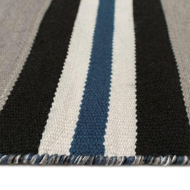 Coastal Stripe Navy Blue Synthetic 4' x 6' Reversible Outdoor Rug