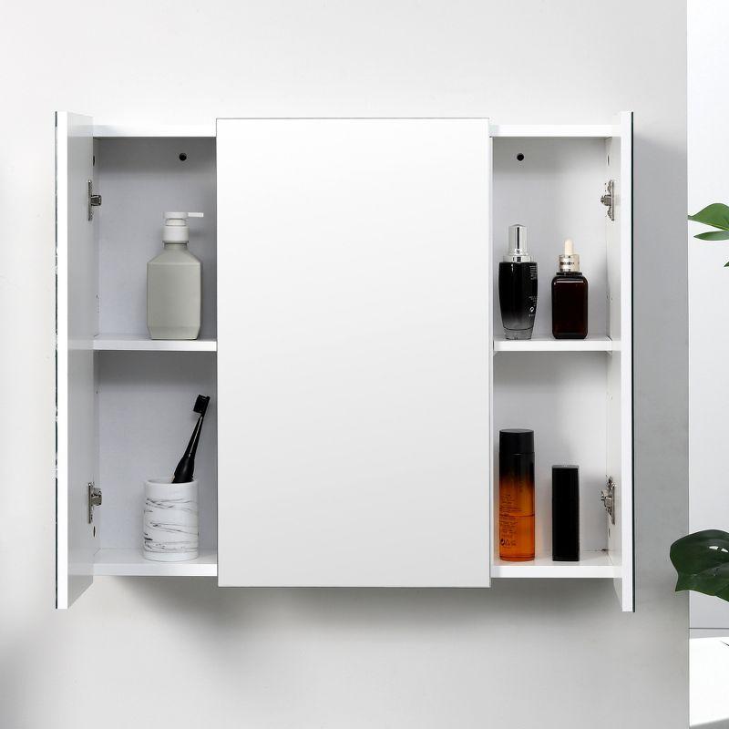 kleankin Medicine Cabinet, Bathroom Mirror with Storage Cabinet and Adjustable Shelves, Wall Mounted Bathroom Vanity Mirror, White