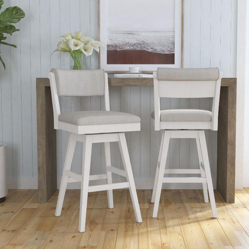 Clarion Wood and Upholstered Bar Height Swivel Stool Sea White - Hillsdale Furniture