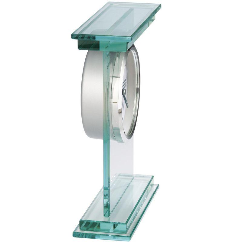 Howard Miller® Hightower Modern & Contemporary Roman Numeral Crystal Quartz Movement / Crystal Tabletop Clock with Alarm in Clear