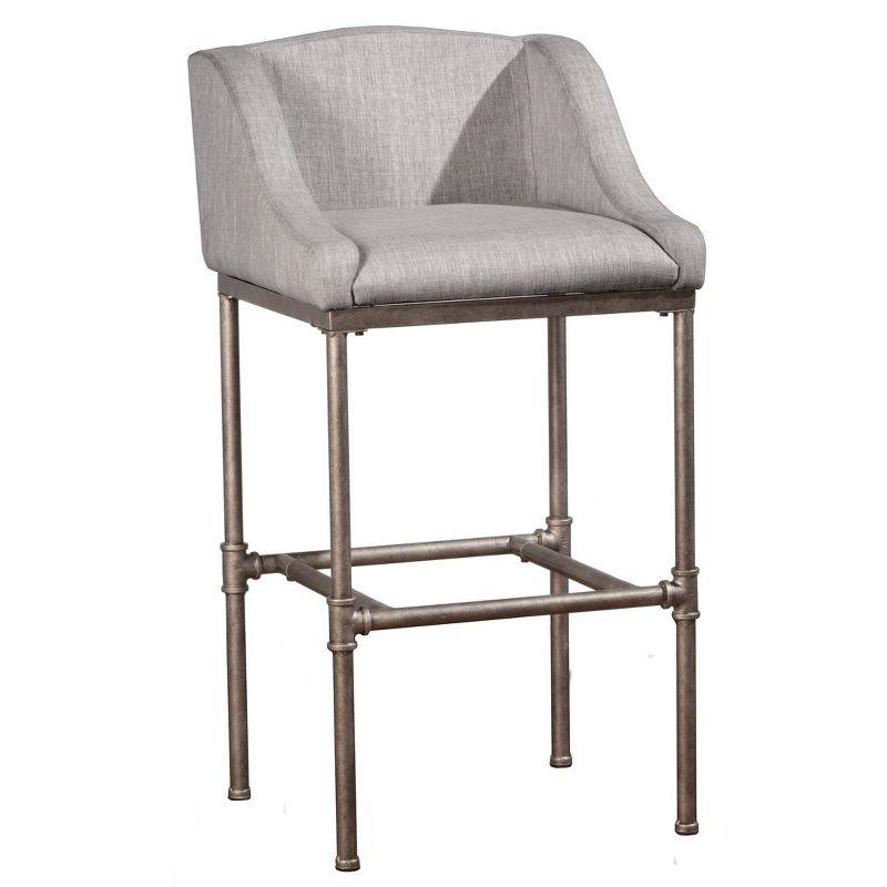 Dillon 27.7" Modern Industrial Gray Metal Bar Stool with Wingback Design