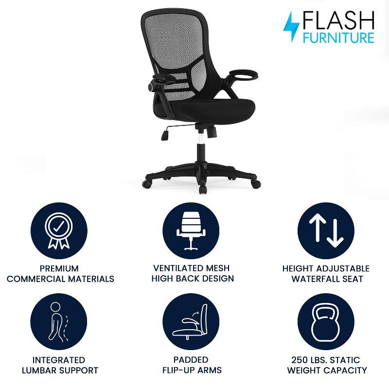 Ergonomic High-Back Black Mesh Swivel Office Chair with Adjustable Arms