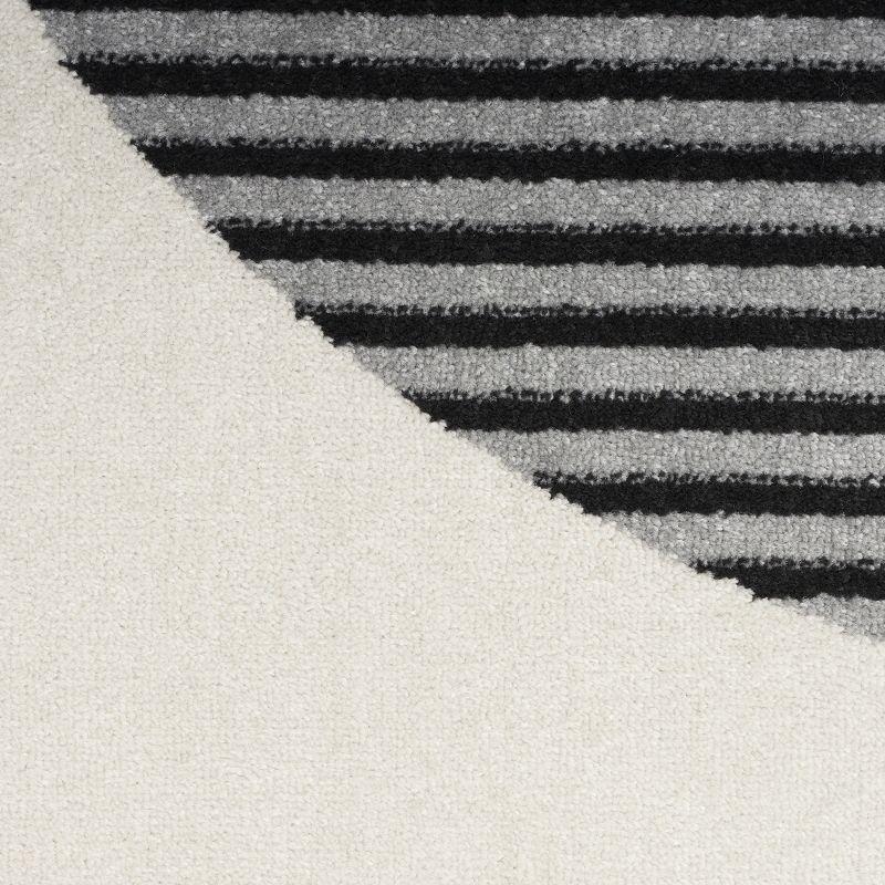 Nourison Modern Passion Circle Mid-Century Modern Indoor Rug Ivory/Black 2' x 3'