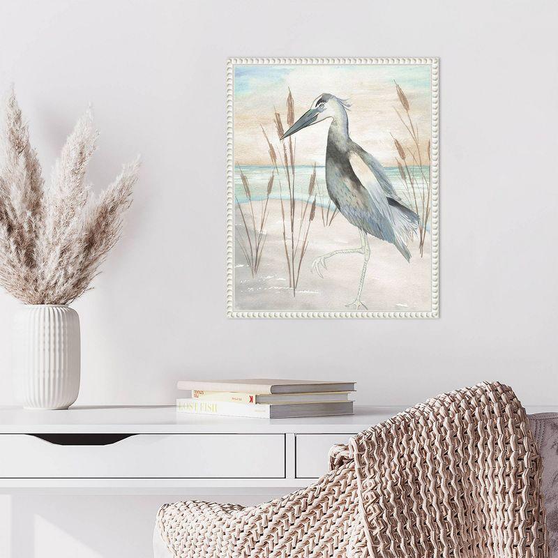 Amanti Art 16"x20" Heron by Beach Grass II by Elizabeth Medley Framed Canvas Wall Art Print: Modern Decor, Polystyrene Frame