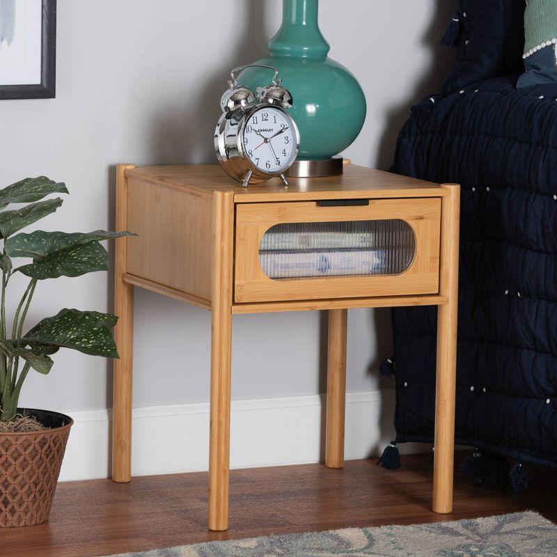 Naresh Bamboo Wood 1 Drawer End Table Natural Brown - Baxton Studio